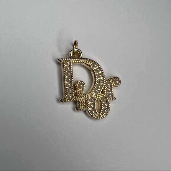 Dior Gold Tone Faux Pearl Accented Zipper Pull Charm - Picture 1 of 4